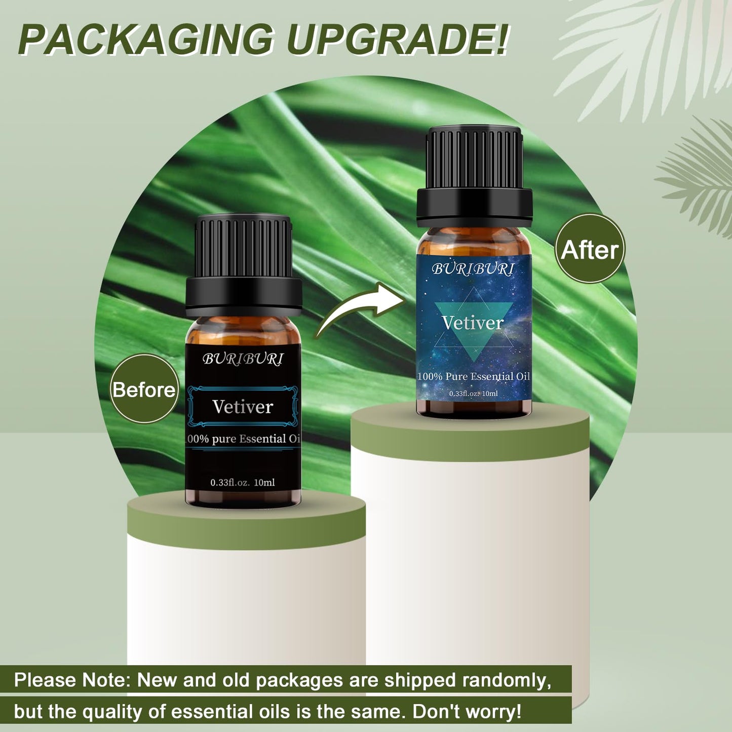 BURIBURI Sandalwood & Vetiver Essential Oils Set – 2x10ml, 100% Pure