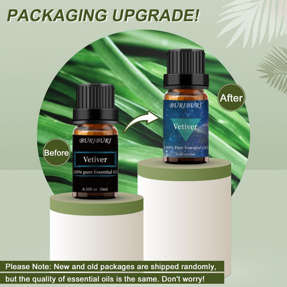 BURIBURI Sandalwood & Vetiver Essential Oils Set – 2x10ml, 100% Pure