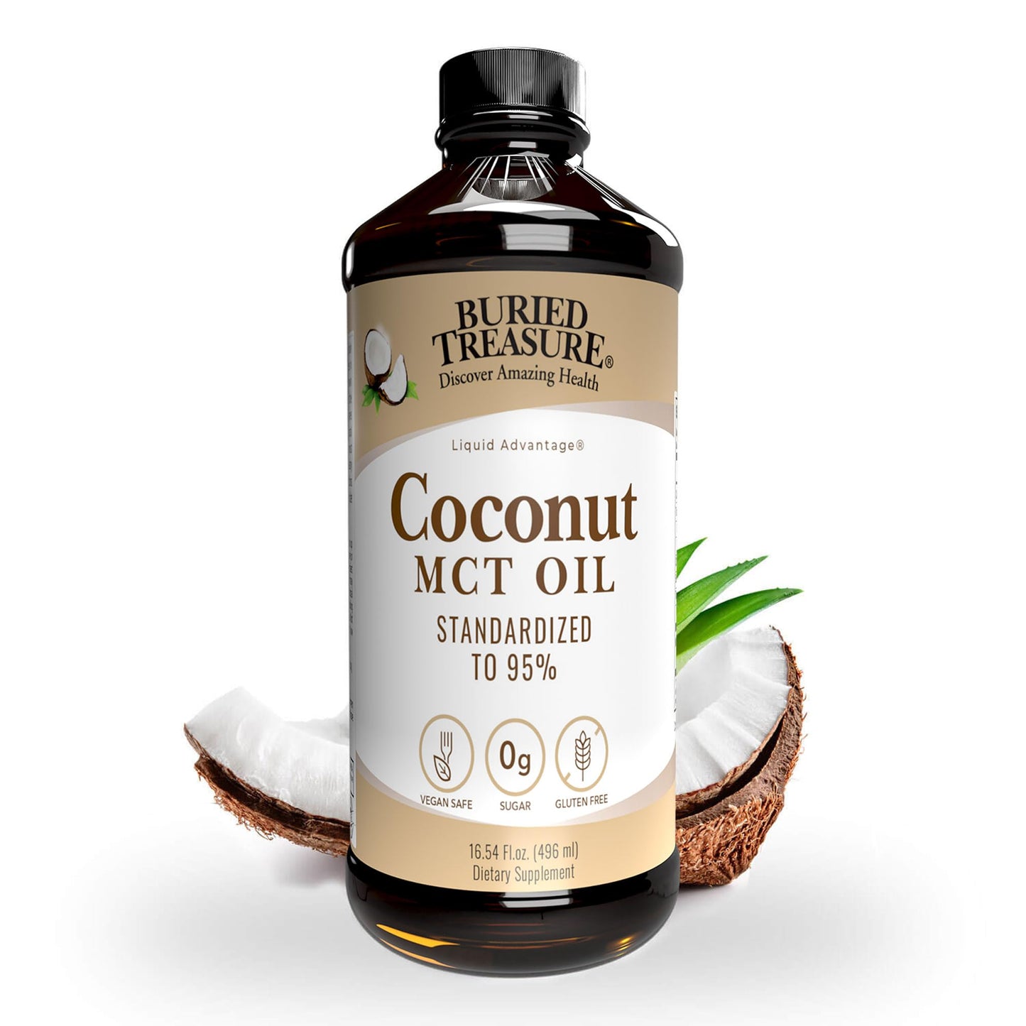 Buried Treasure MCT Coconut Oil - 16.54 Fl Oz (Pack of 1) | Cold-Pressed MCT Oil