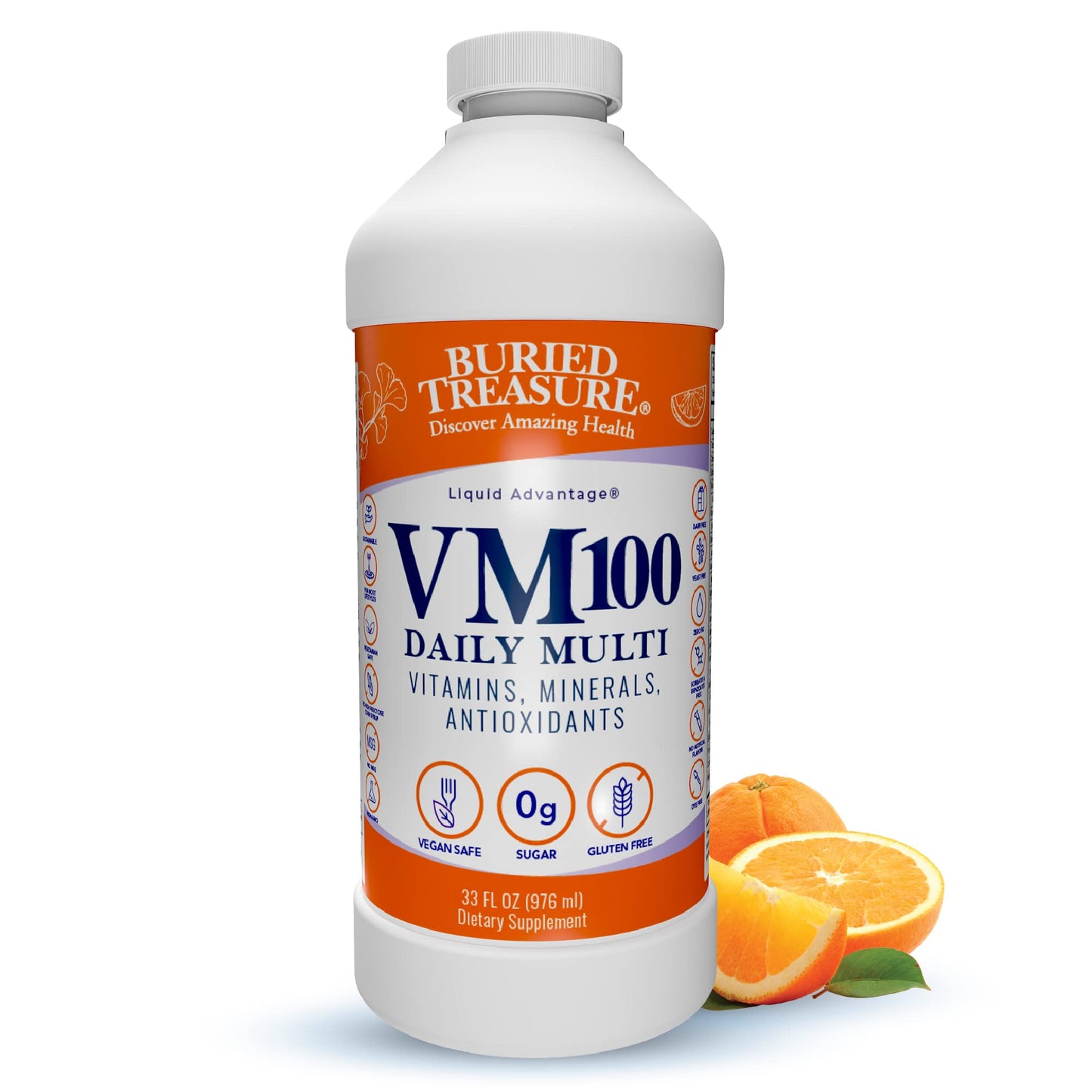 Buried Treasure VM100 Liquid Vitamins & Minerals with Antioxidants – 32 oz (32 Servings)