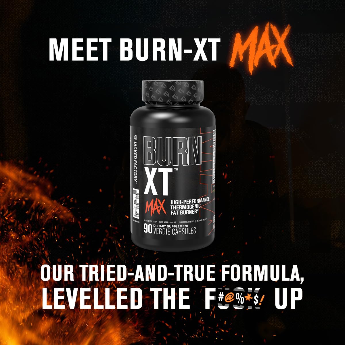 Jacked Factory Burn-XT Max: High-Performance Thermogenic Fat Burner with PurCaf Caffeine, MitoBurn & Green Tea | 90 Capsules