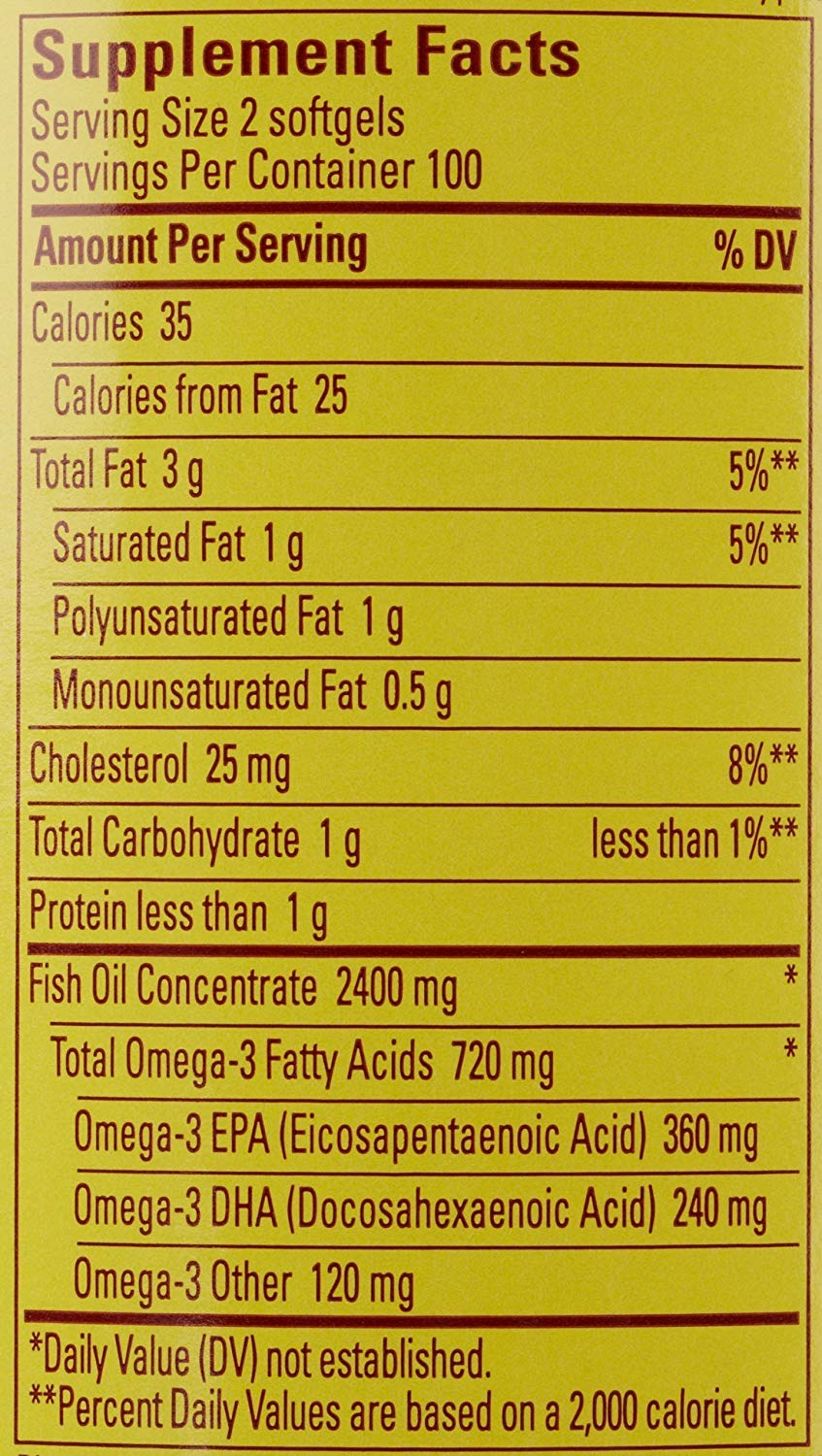 Burp-Less Fish Oil 1200 mg, 200 Softgels | Omega-3 for Heart Health
