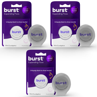 Burst Expanding Dental Floss – Mint Eucalyptus, 120 Yards (Vegan, Paraben Free)