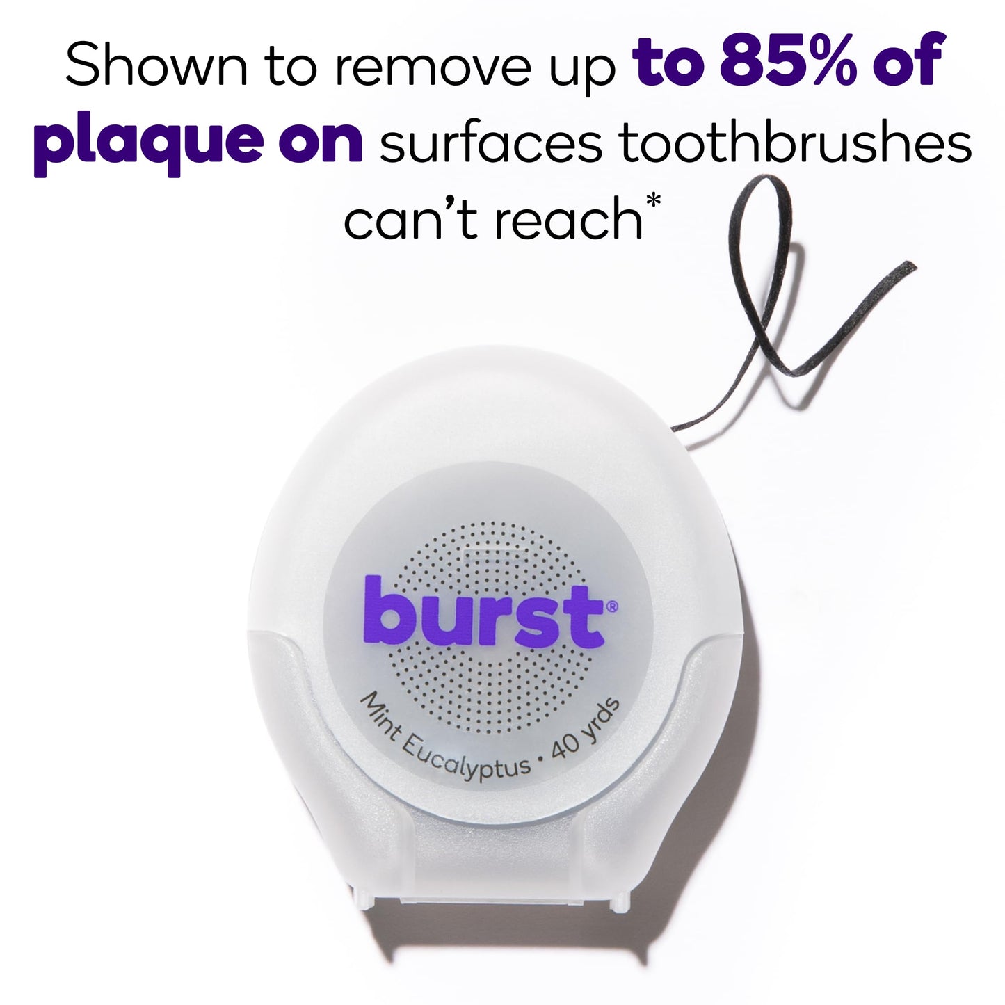 BURST Expanding Dental Floss – Mint Eucalyptus (160 Yards) | Stain-Absorbing, Woven Floss with Xylitol Coating | Vegan & Paraben-Free