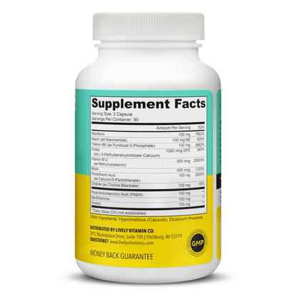 Busy Bee Vitamin B Complex with Choline - 180 Vegan Capsules | Lively Vitamin Co.