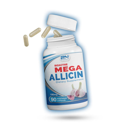 BuyNaturally Potent Allicin Odor-Controlled Garlic Supplement | Mega Allicin 180,000 mcg Veggie Capsules (90 Count)