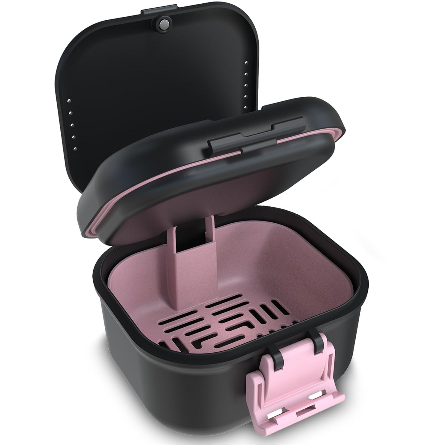 BVN Leakproof Denture Cup with Magnetic Organizer – Black & Pink