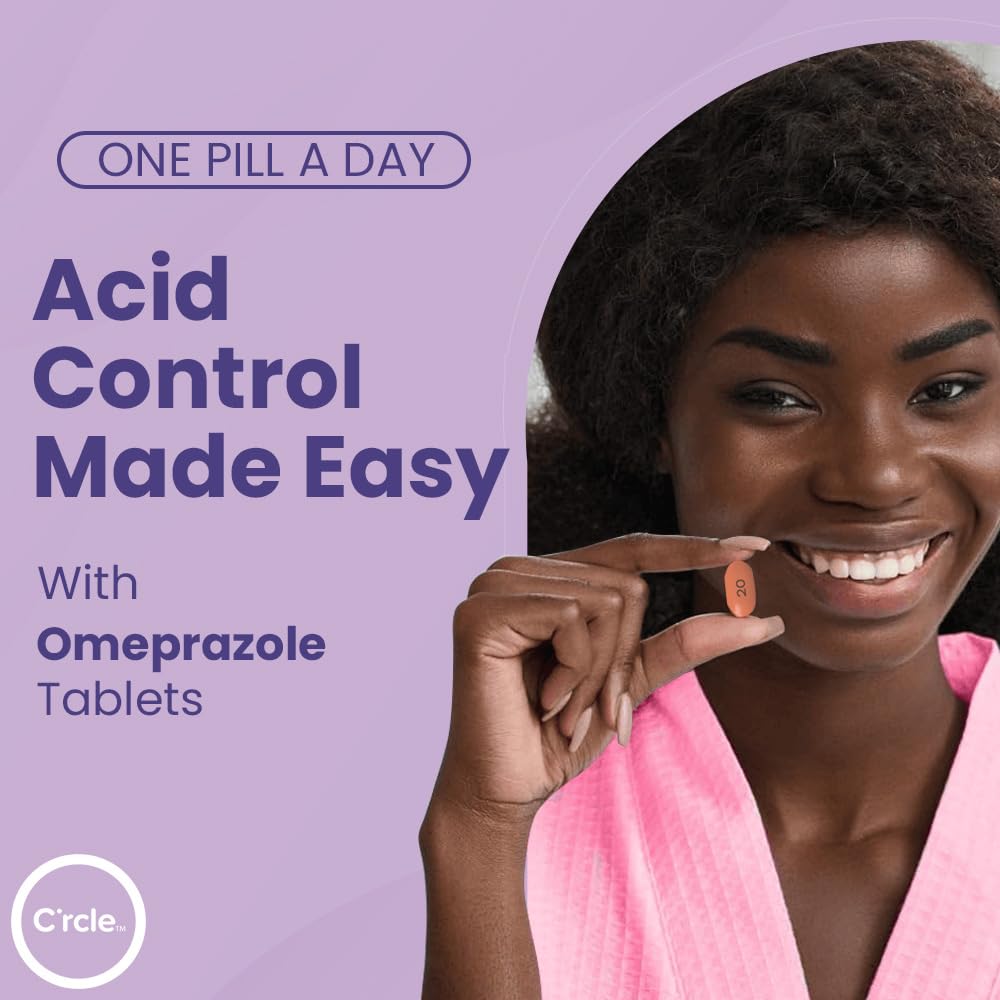 C'rcle Omeprazole 20mg Bulk 84 Count – Heartburn Relief & Acid Reflux Medicine (Six 14 Ct Bottles)