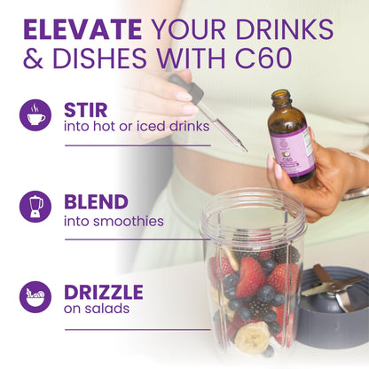 C60 Purple Power — C60 in Organic MCT Coconut Oil | Energy, Clarity & Stamina - 16 fl oz
