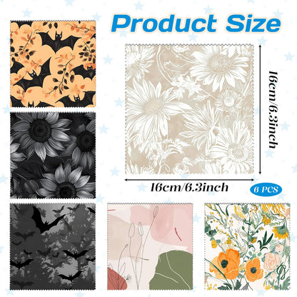 Cabreche 6 PCS Glasses Cleaning Cloths – Microfiber Eyeglass Lens Wipes (6.3 x 6.3 in) Floral
