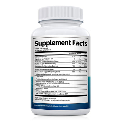 Lithium Orotate Complex – 7-in-1 Brain Health Support | Vegan, Non-GMO, 120 Capsules