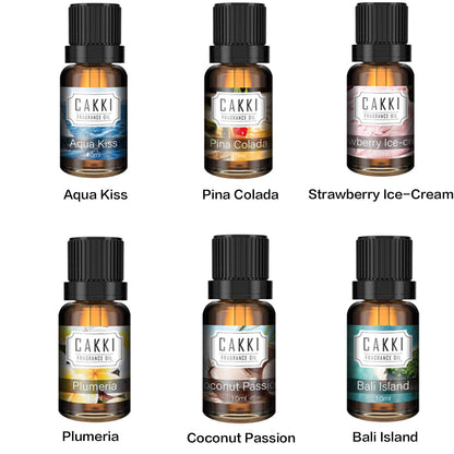 CAKKI Summer Fragrance Oils Set 6x10ml – Coconut Passion, Plumeria, Pina Colada