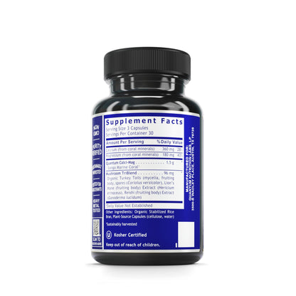 Quantum Nutrition Labs Calci-Mag Caps – Calcium Magnesium Supplement with Reishi & Lion's Mane – 300 Vegetarian Capsules