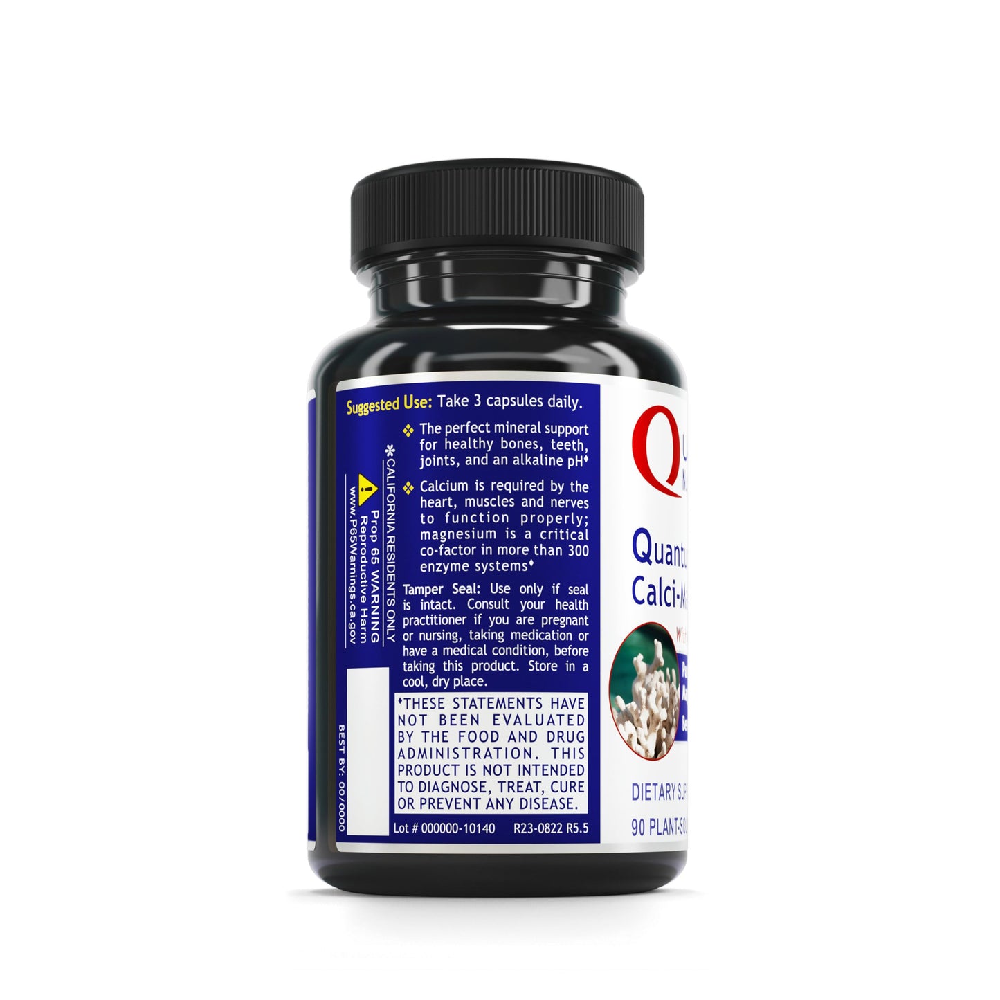 Quantum Nutrition Labs Calci-Mag Caps – Calcium Magnesium Supplement with Reishi & Lion's Mane – 300 Vegetarian Capsules