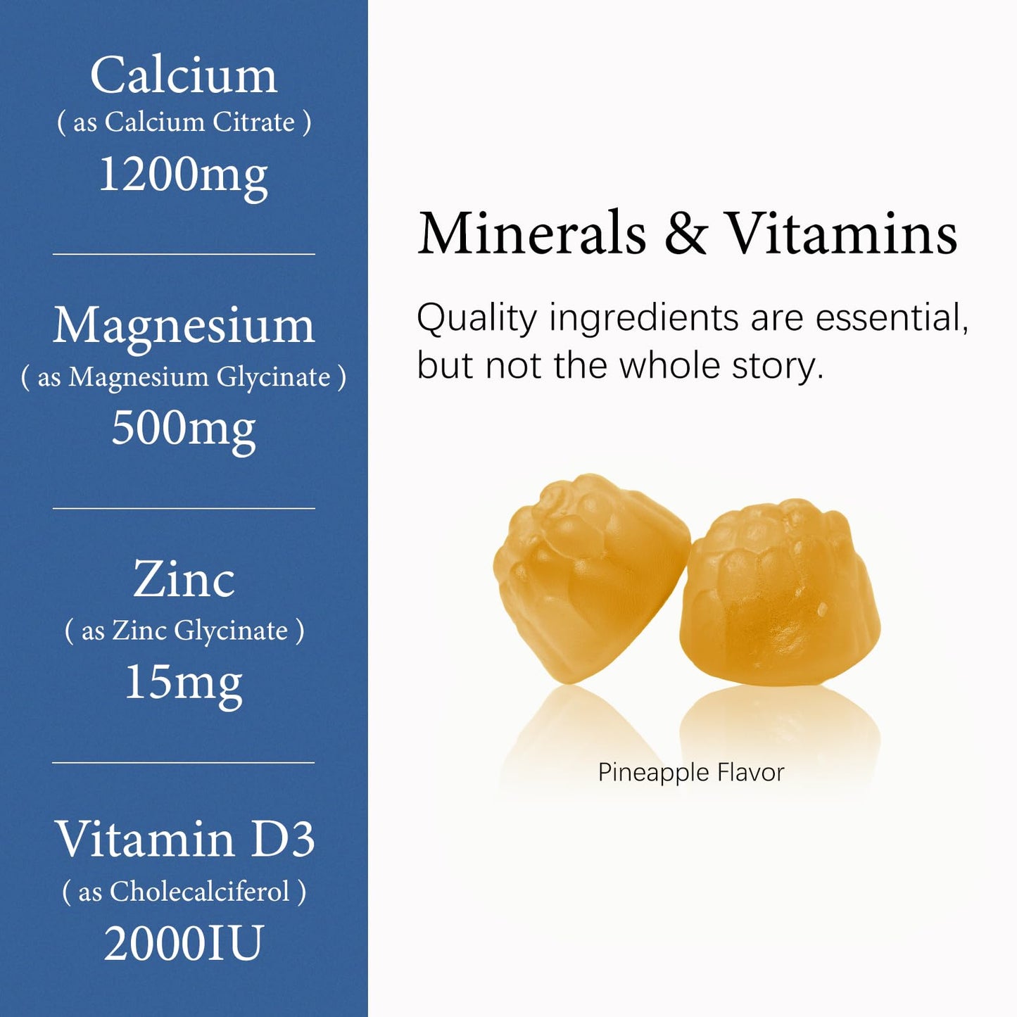 Calcium 1200 mg Gummies with Vitamin D3 & K2 – Sugar-Free, Vegan