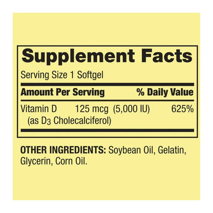Spring Valley Vitamin D3 Softgels 125 mcg (5,000 IU) – 400 Count + Gift Ice Roller