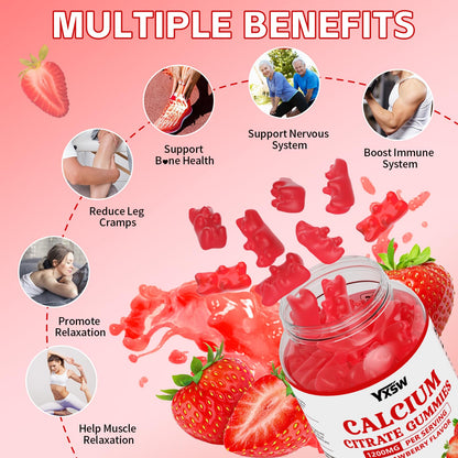 Calcium Citrate Gummies 1200mg - Sugar Free, Gluten Free, Vegan (120 Count)