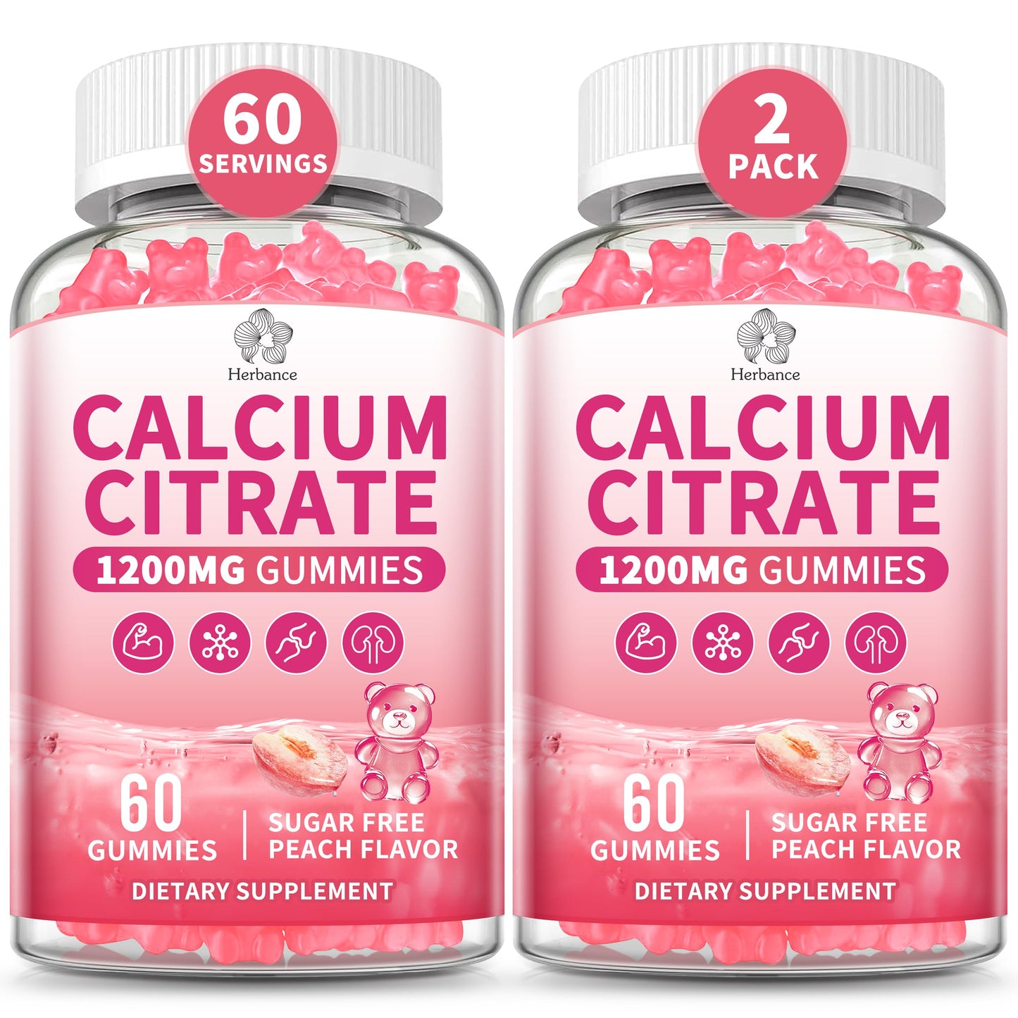 Calcium Citrate Gummies 1200 mg – High-Absorption Calcium for Adults (Sugar Free, Gluten Free, Non-GMO)