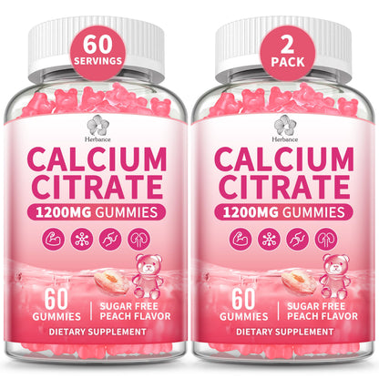 Calcium Citrate Gummies 1200 mg – High-Absorption Calcium for Adults (Sugar Free, Gluten Free, Non-GMO)