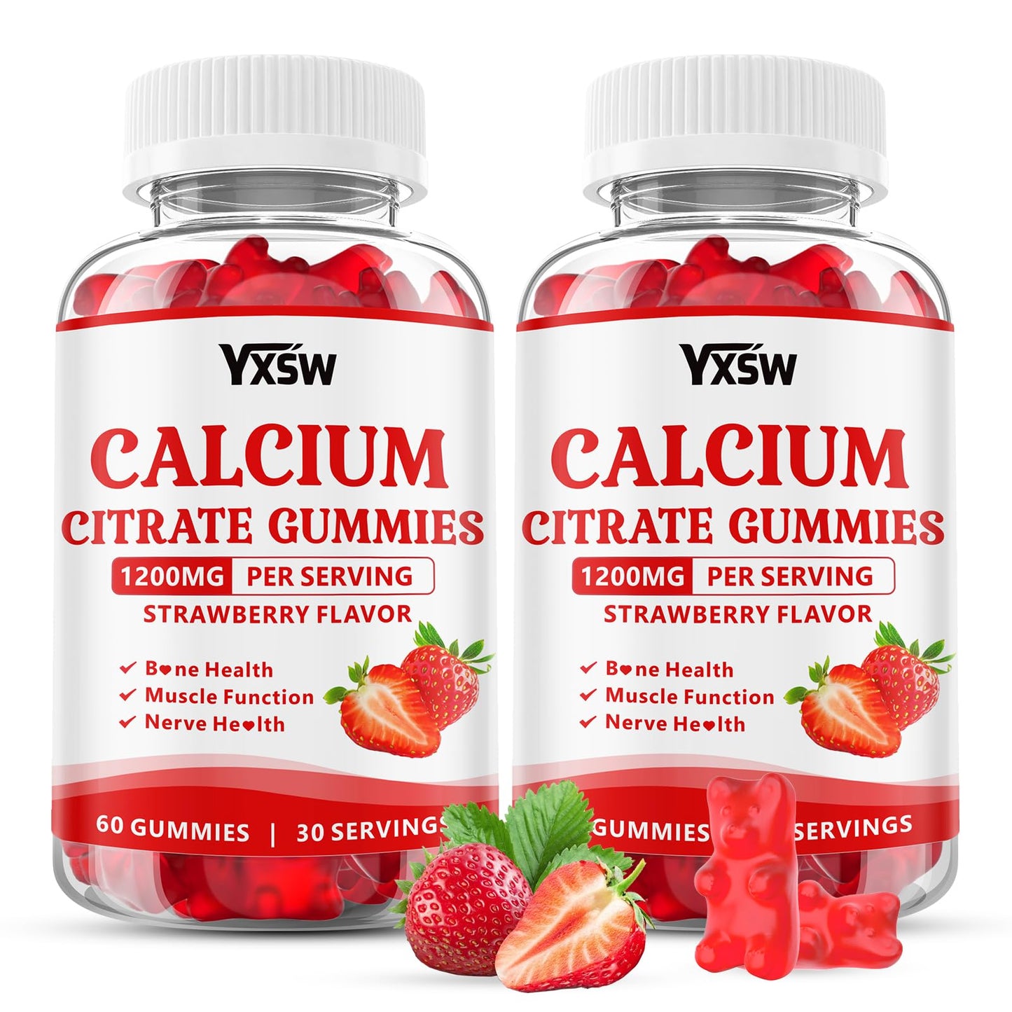 Calcium Citrate Gummies 1200mg - Sugar Free, Gluten Free, Vegan (120 Count)
