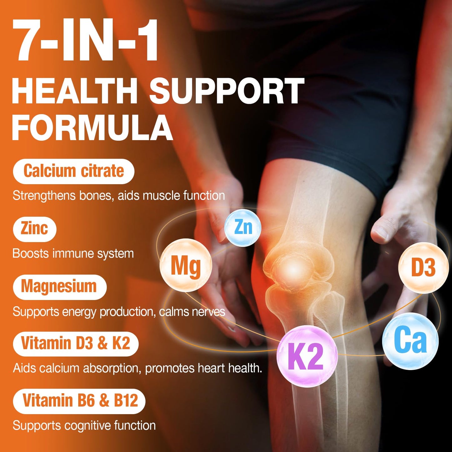 1200mg Calcium Citrate Gummies with Vitamin D3, K2, B6 & B12 – Bone, Muscle & Immune Support