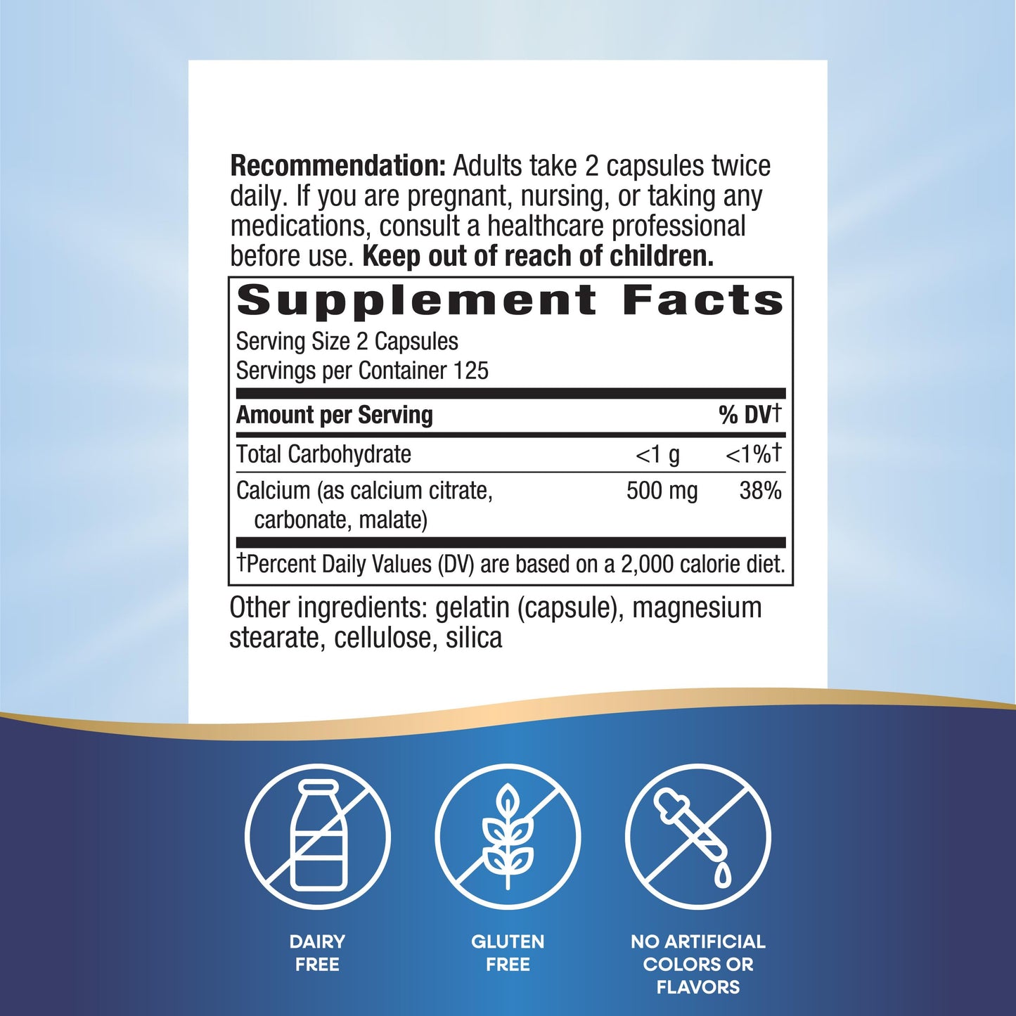 Nature's Way Calcium Citrate 500 mg - 2-Capsule Serving, 250 Capsules | Bone Health & Muscle Function