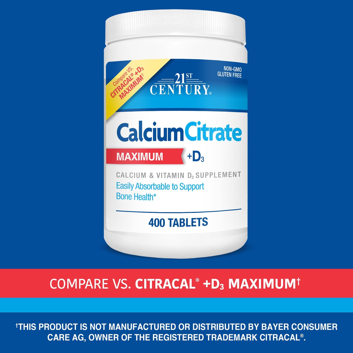 21st Century Vitamins Calcium Citrate Plus D3 Maximum Tablets – 400 Count