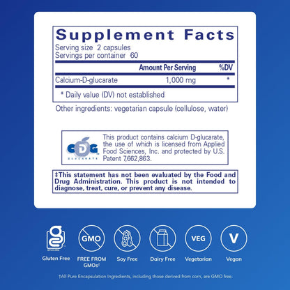Pure Encapsulations Calcium-D-Glucarate | Support Cellular Health in Liver, Lungs, Breast & Colon (120 Capsules)