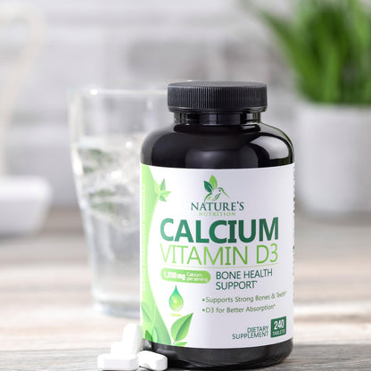 Calcium 1200 mg with Vitamin D3 (1600 IU) – 240 Tablets | USA Bottled | Bone & Immune Health