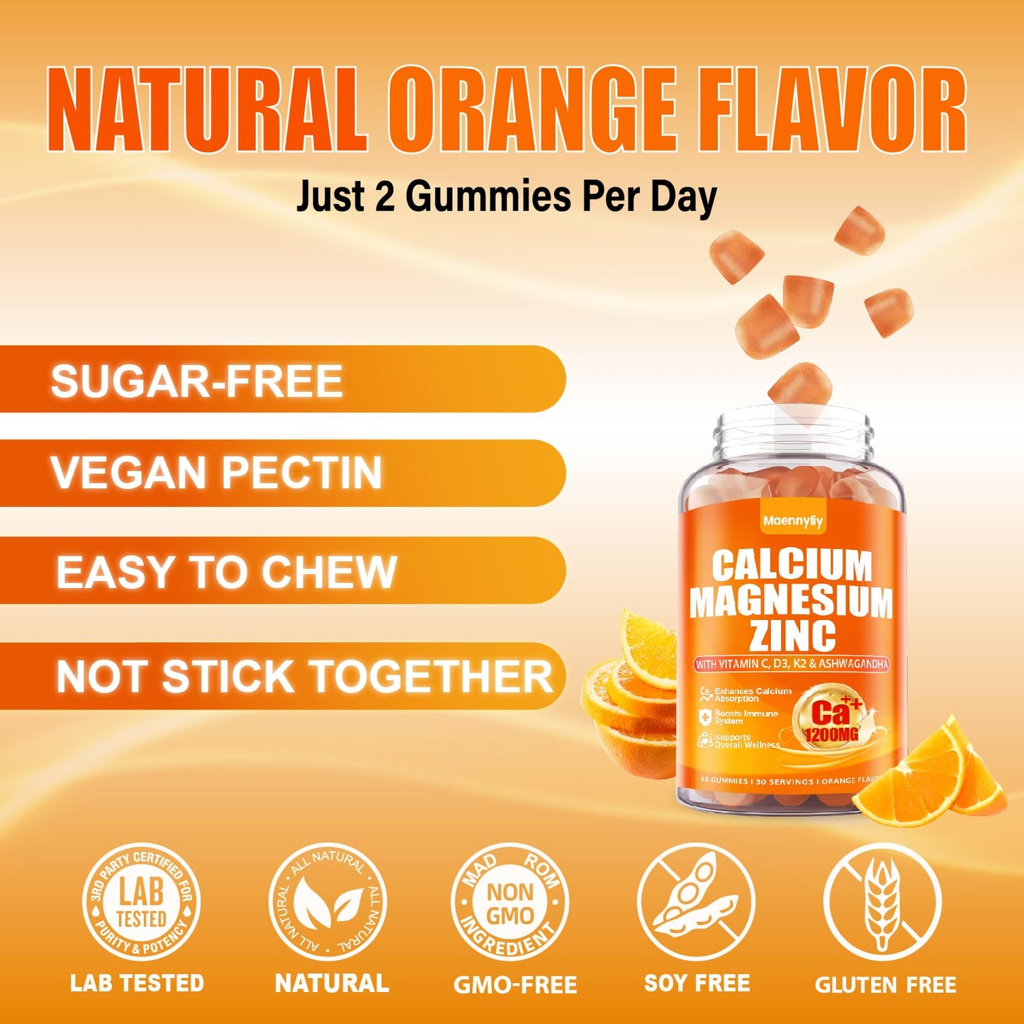 Calcium 1200 mg Gummies with Vitamin D3 – Calcium Citrate, K2 & Ashwagandha