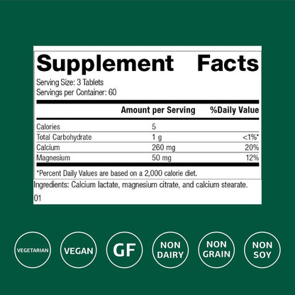 Standard Process Calcium Lactate – Bone & Immune Health (180 Tablets) | Vegan, Gluten-Free