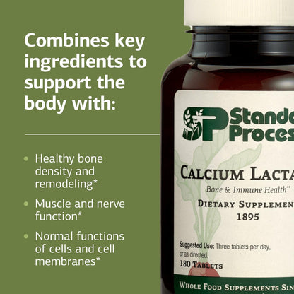 Standard Process Calcium Lactate – Bone & Immune Health (180 Tablets) | Vegan, Gluten-Free