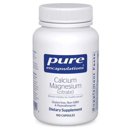 Calcium Magnesium Citrate (240 g) - Pure Encapsulations - Vegan, Non-GMO - 180 Capsules | Bone Health