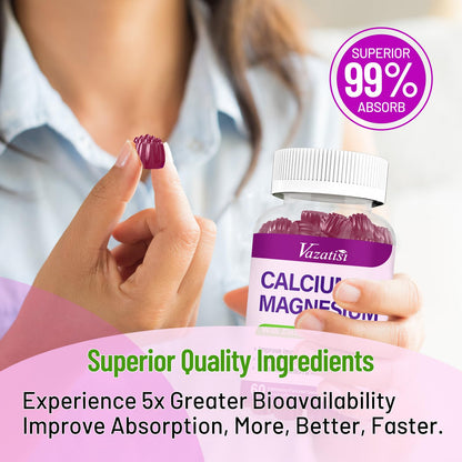 Calcium Magnesium Zinc Gummies with Vitamin D3 & K2 – High Absorption, Vegan Elderberry 120 Gummies