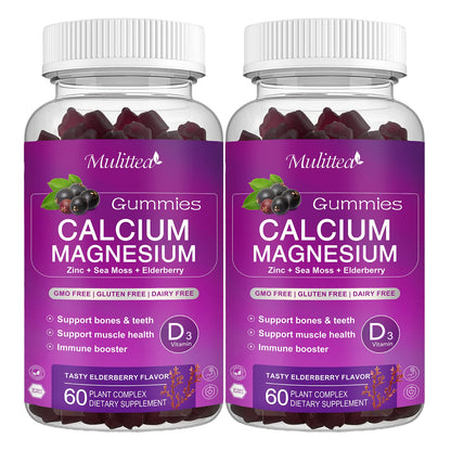 Calcium Magnesium Zinc Gummies with 200mg Magnesium Glycinate – Potassium, D3 & Sea Moss