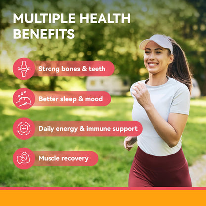 2-Pack Calcium Magnesium Zinc Gummies with D3, K2, B12 & B6 – Bone & Immune Support
