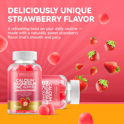 2-Pack Calcium Magnesium Zinc Gummies with D3, K2, B12 & B6 – Bone & Immune Support