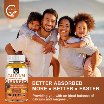 1200mg Calcium Gummies with D3, K2, B12 & B6 – Plant Complex Calcium Magnesium with Sea Moss