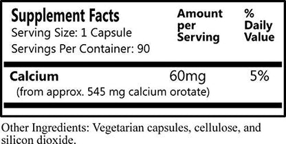 Calcium Orotate – High-Absorption Calcium Supplement with 60 mg Elemental Calcium