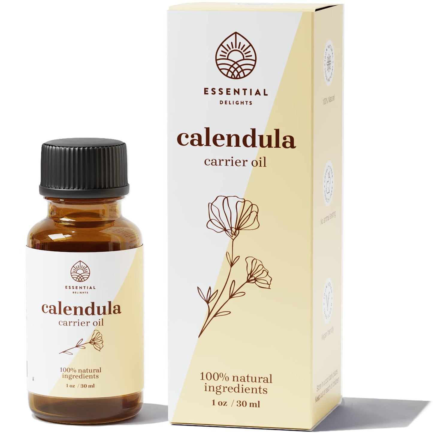 Calendula Oil - Premium Carrier Oil for Skin, Face, Body & Hair | Hydrating, Vegan & Cruelty-Free | 1 Fl Oz