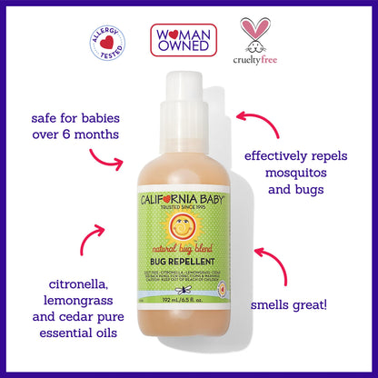 California Baby Natural Bug Spray – DEET-Free Mosquito Repellent for Babies & Kids (Citronella)