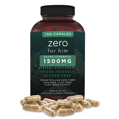 California Basics Extra Strength Fiber for Men – 150 Count | Vegan Psyllium Husk, Chia & Flaxseed