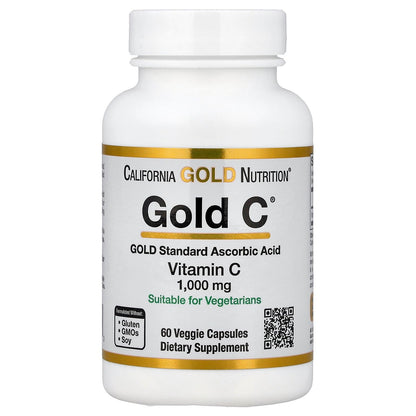 California Gold Nutrition Gold C® Vitamin C 1,000 mg, 60 Veggie Capsules