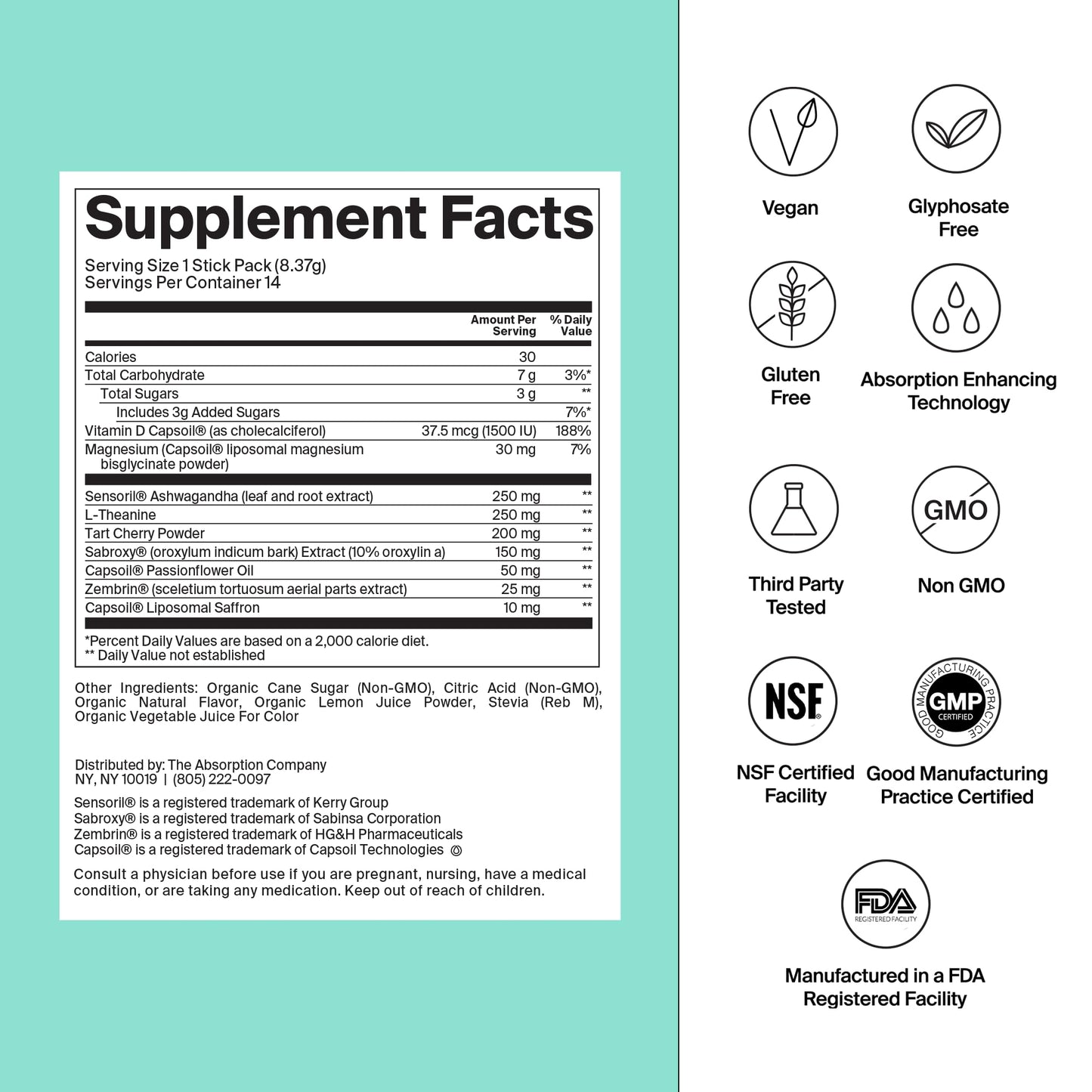 Calm Drink Mix - Relaxation & Mood Support (Magnesium, Ashwagandha, L-Theanine, Vitamin D)