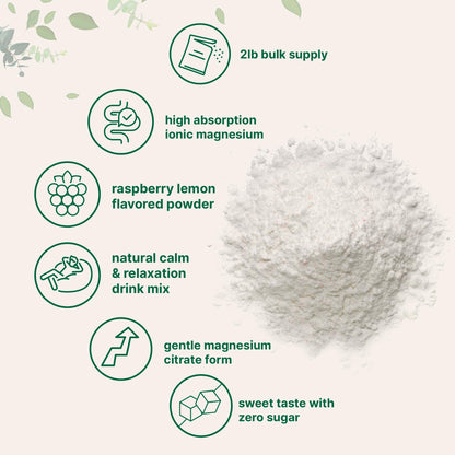Calm Magnesium Powder 2lbs | Magnesium Citrate, Raspberry Lemon