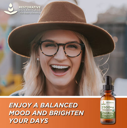 Ultra High Strength Hemp Oil Supplement - USDA Organic, 60 Servings | Restorative Botanicals