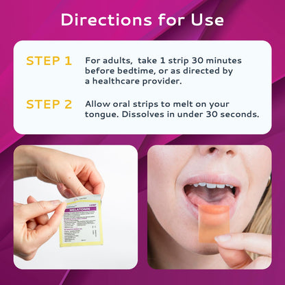 CALMOUR 30 Sleep Strips - 3mg Melatonin, Quick-Dissolving, Travel-Friendly Sleep Aid