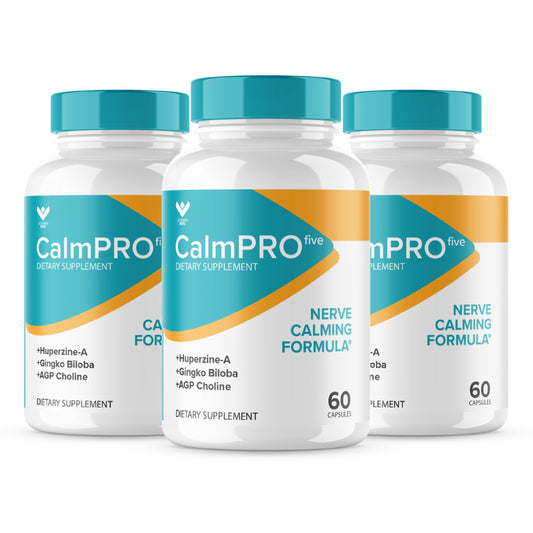 (3 PACK) CalmPro5 – Natural Nerve Calm Aid Supplement | 180 Caps | 3 Month Supply
