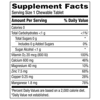Caltrate Chewables 600+D3 Plus Minerals Calcium and Vitamin D Supplement - Sugar Free, Cherry, Orange & Fruit Punch, 90 Count