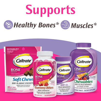 Caltrate 600 Plus D3 Calcium & Vitamin D Tablets – 60 Count | Bone Health
